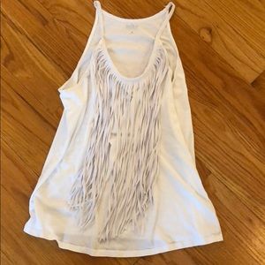 White frayed tank top